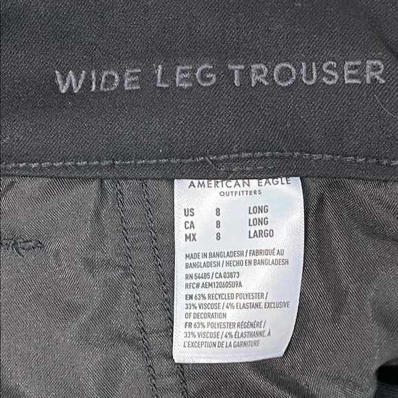 AMERICAN EAGLE WIDE LEG TROUSER WITH STRETCH BLACK HIDDEN CLOSURE SZ 8 Long - Picture 13 of 16